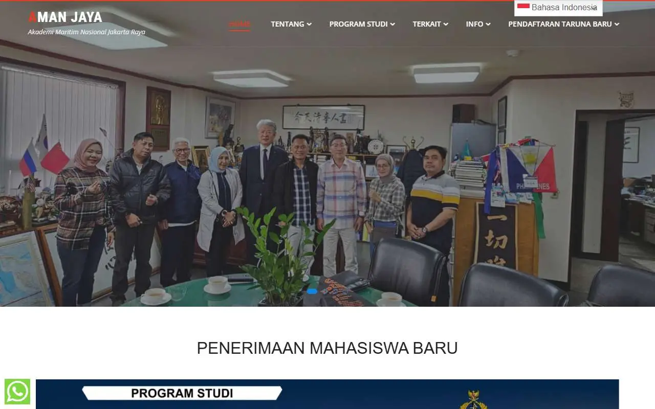 Tampilan website resmi Akademi Maritim Nasional Jaya (amanjaya.ac.id)