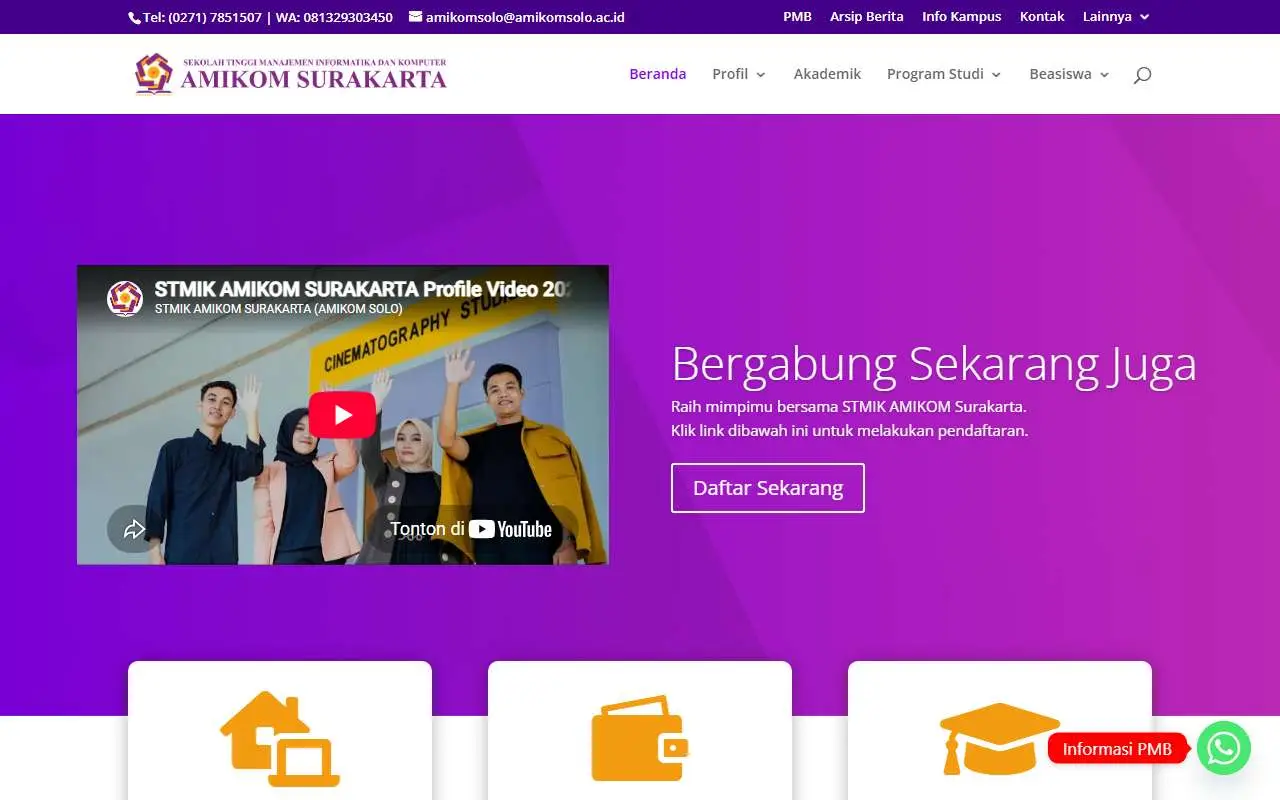 Tampilan website resmi AMIK Cipta Darma (amikomsolo.ac.id)