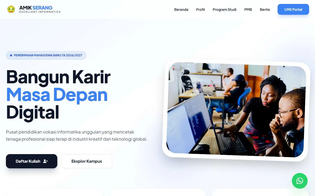 Tampilan website resmi AMIK Serang (amik-serang.ac.id)