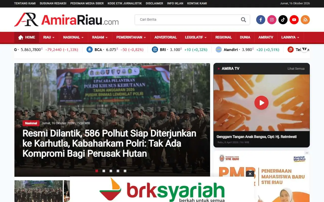 Tampilan website resmi Amira Riau (amirariau.com)