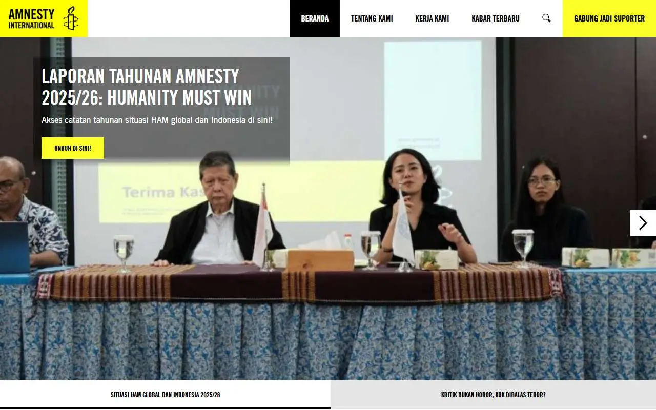 Tampilan website resmi Amnesty International Indonesia (amnesty.id)