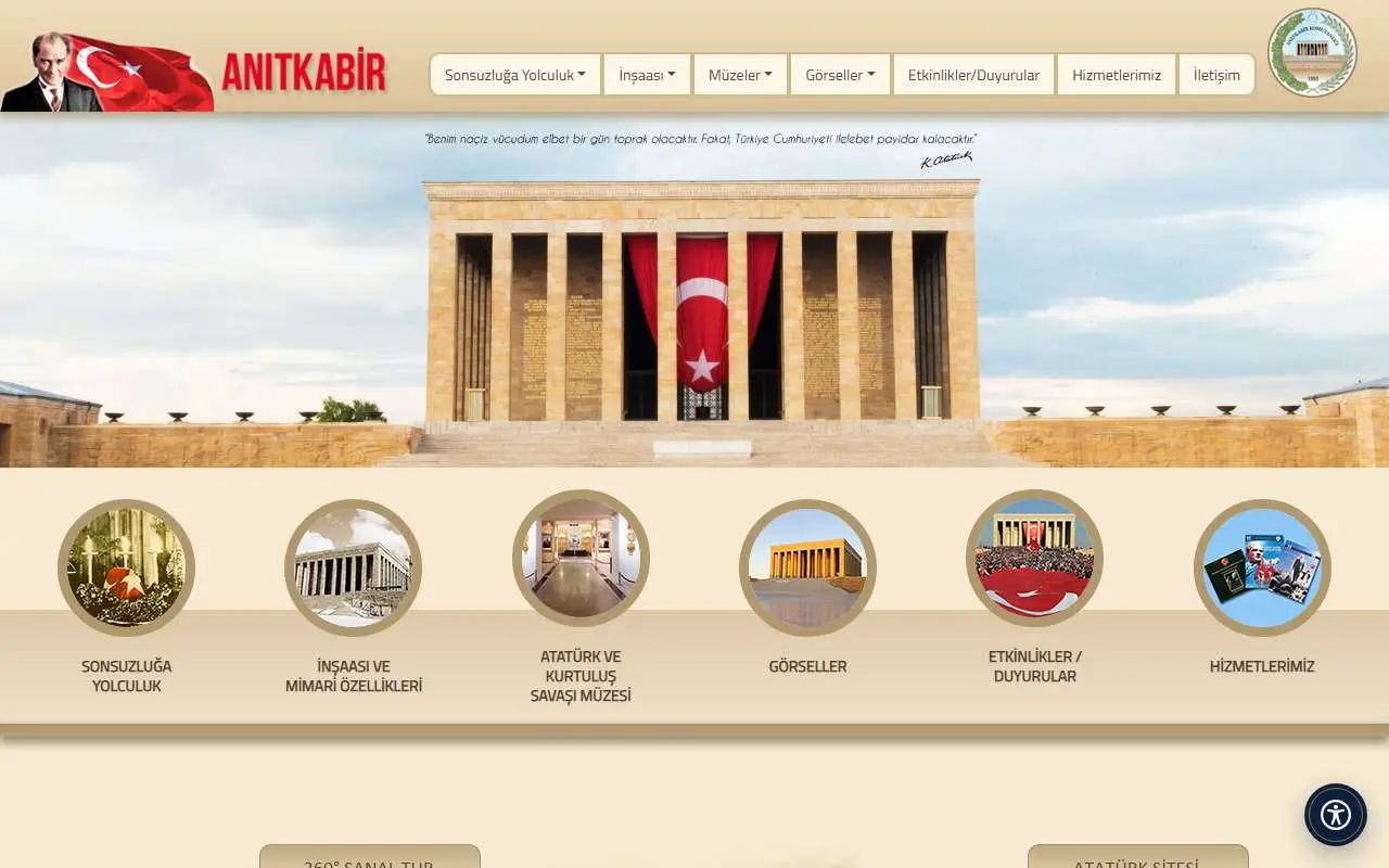 Tampilan website resmi Anıtkabir (anitkabir.tsk.tr)