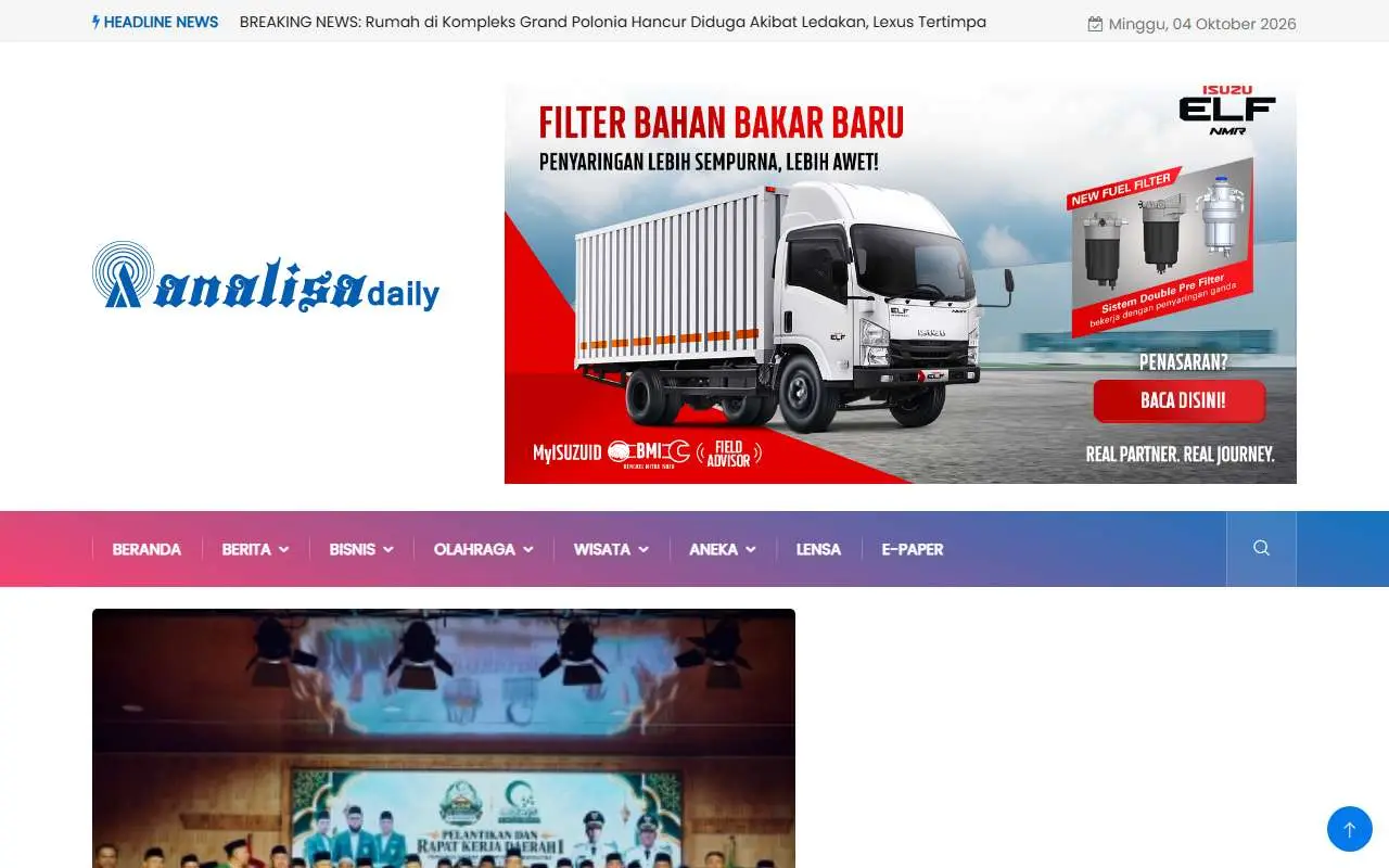 Tampilan website resmi Analisa Daily (analisadaily.com)
