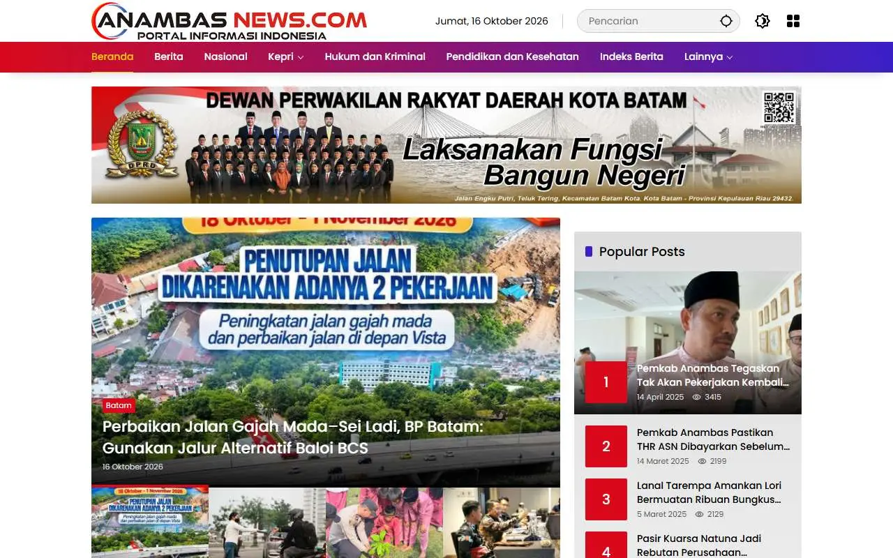 Tampilan website resmi Anambas News (anambasnews.com)