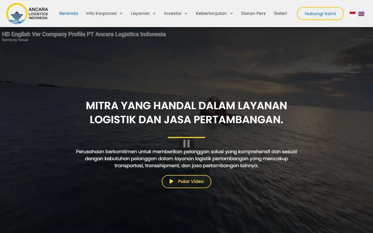 Tampilan website resmi Ancara Logistics Indonesia (ancaralogistics.co.id)