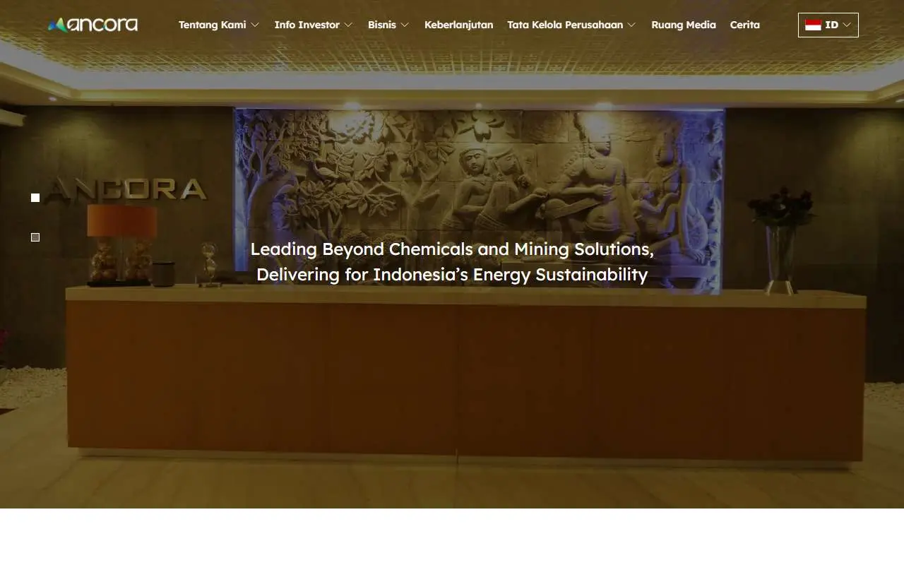 Tampilan website resmi Ancora Indonesia Resources (ancorair.com)