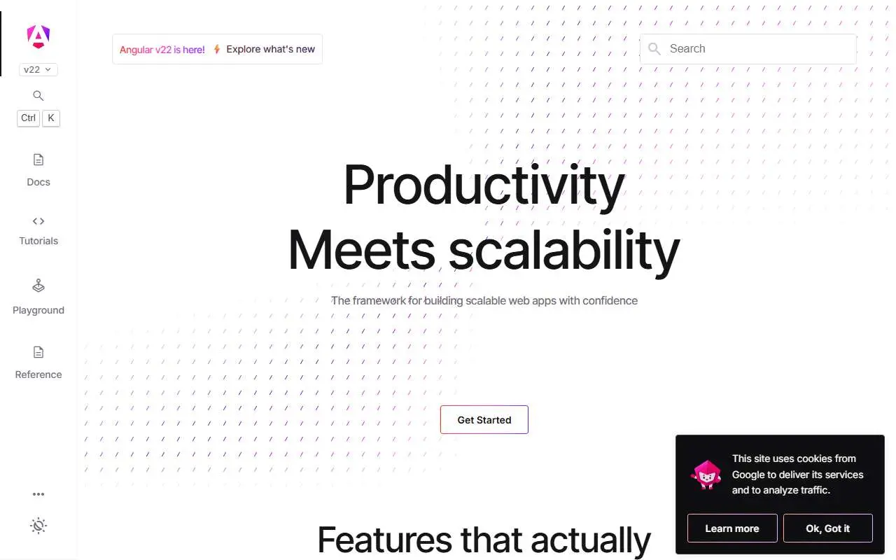 Tampilan website resmi Angular (angular.dev)