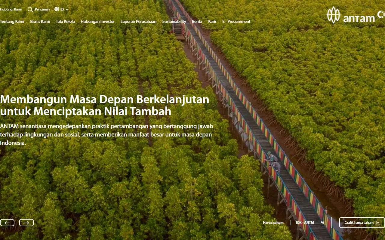 Tampilan website resmi Antam (antam.com)