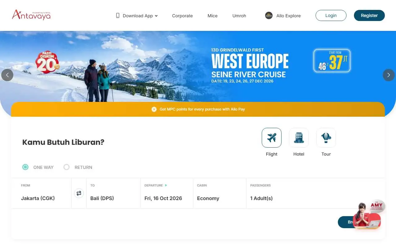 Tampilan website resmi Antavaya (antavaya.com)