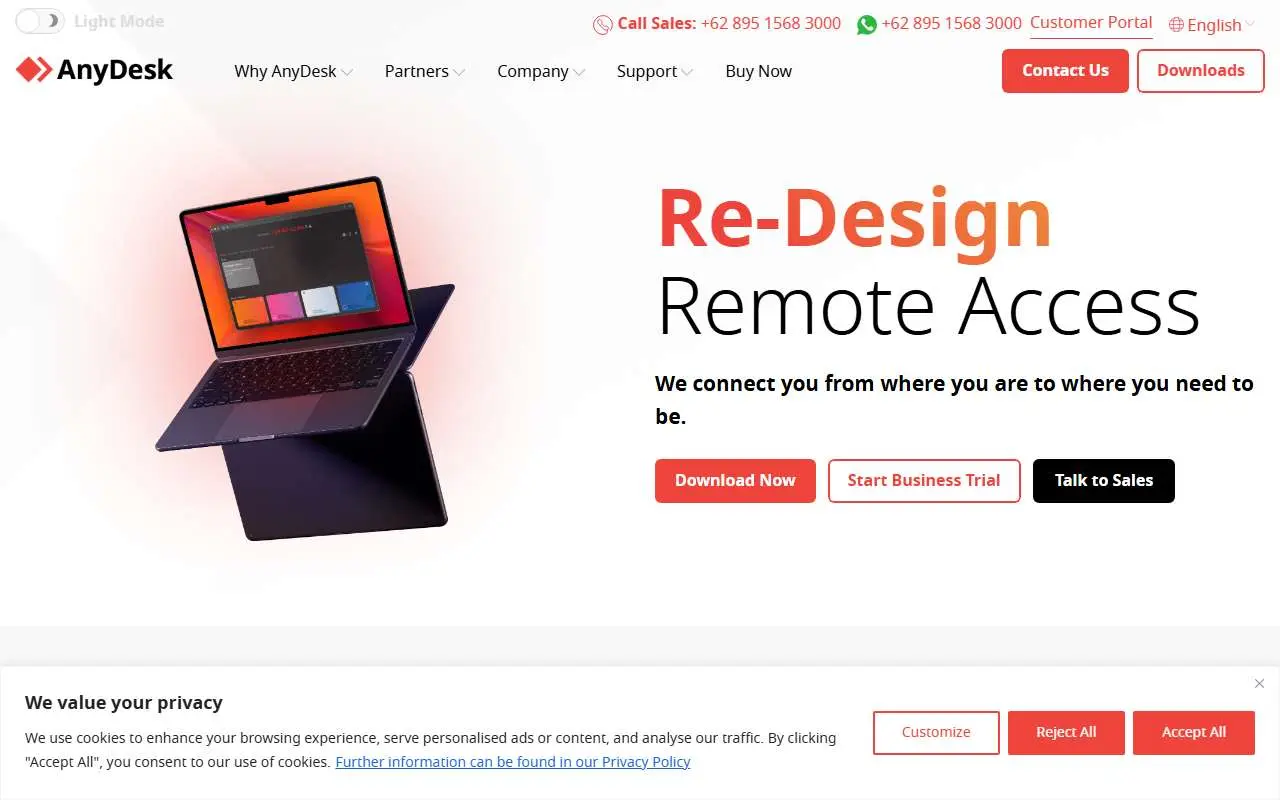 Tampilan website resmi AnyDesk (anydesk.com)