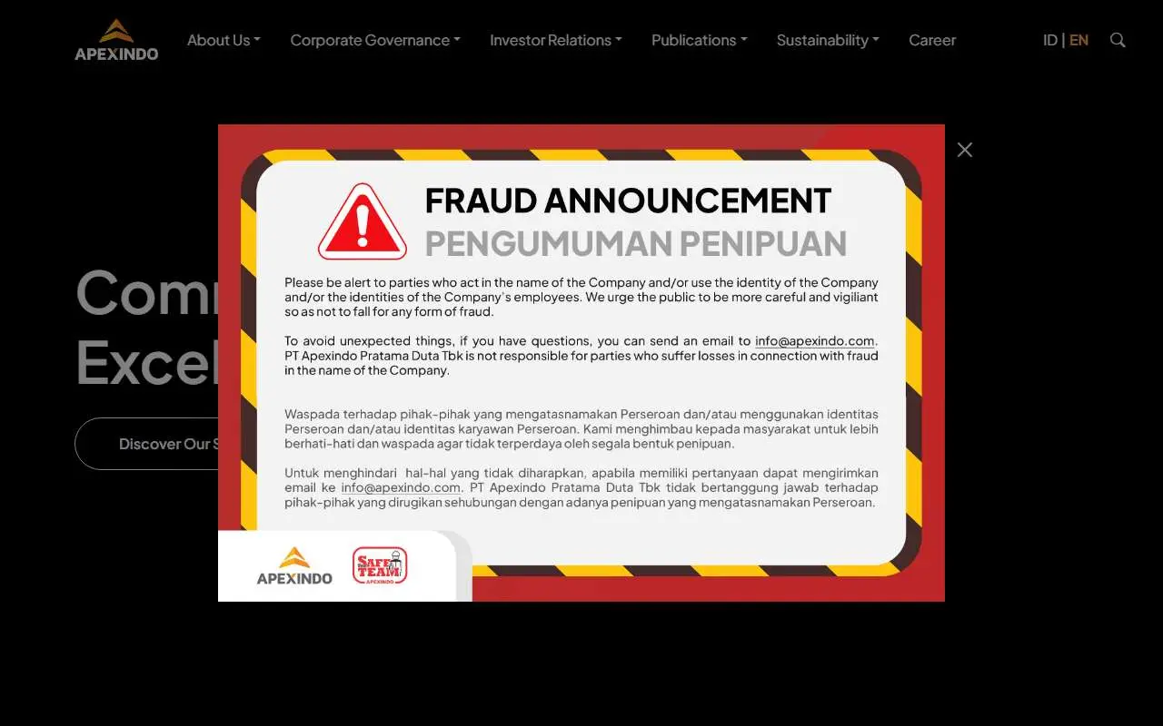 Tampilan website resmi Apexindo Pratama Duta (apexindo.com)