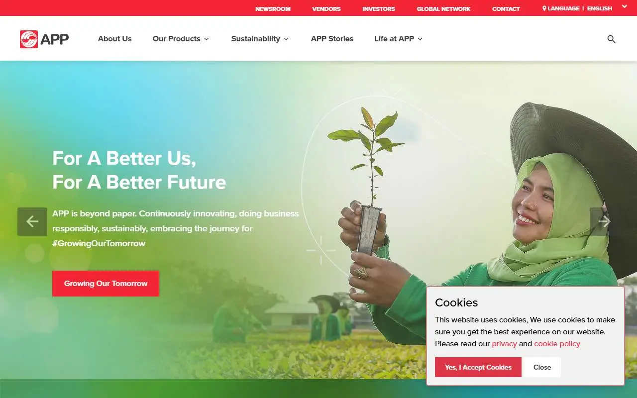 Tampilan website resmi Indah Kiat Pulp & Paper (app.co.id)