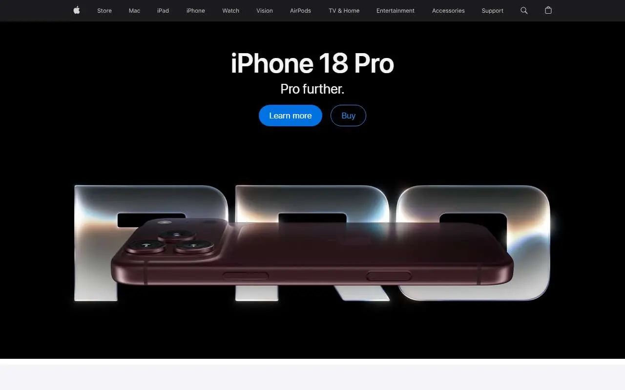 Tampilan website resmi Apple (apple.com)
