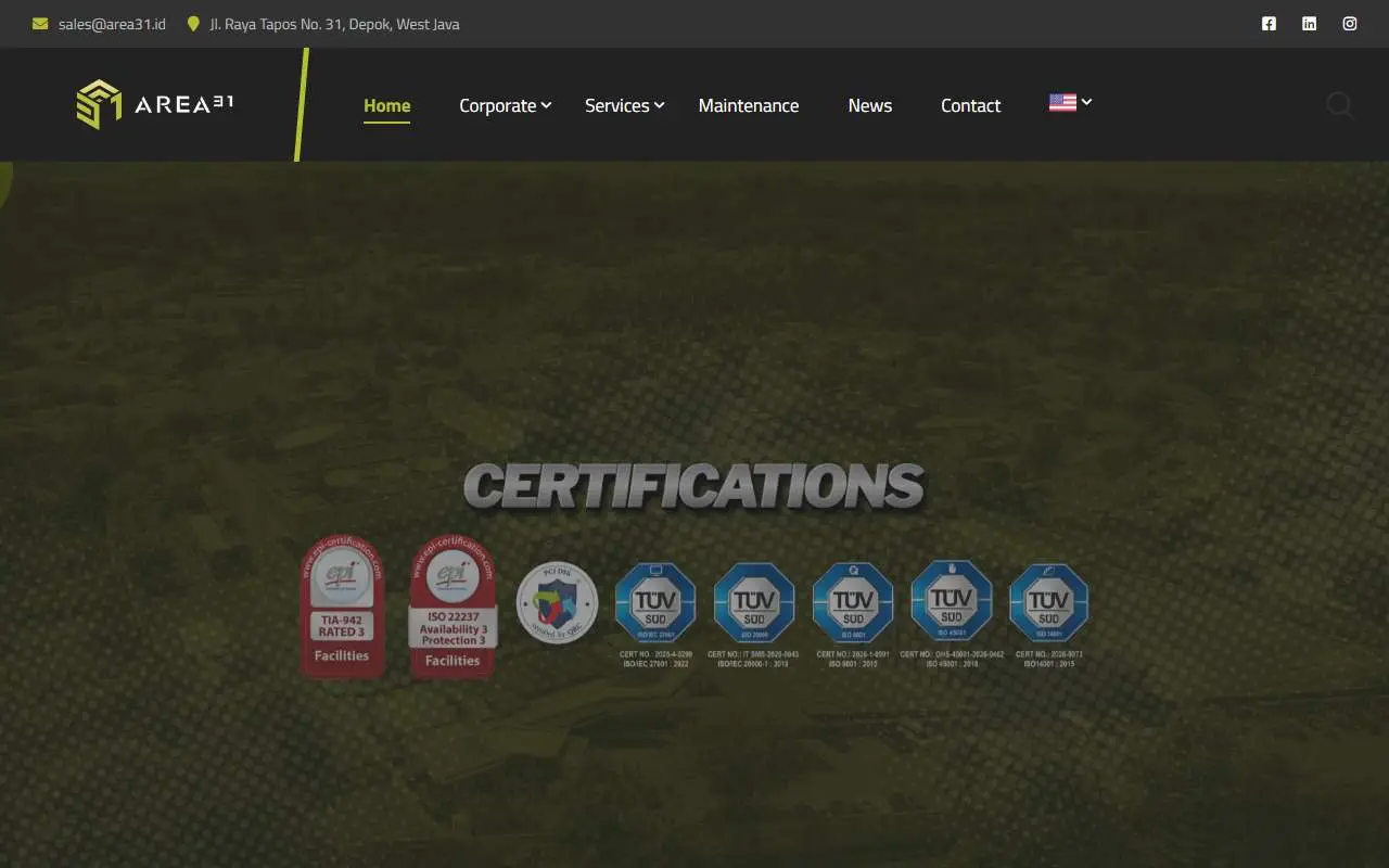 Tampilan website resmi AREA31 Dunia Virtual Online (area31.id)