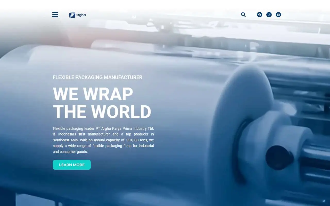 Tampilan website resmi Argha Karya Prima Ind (arghakarya.com)