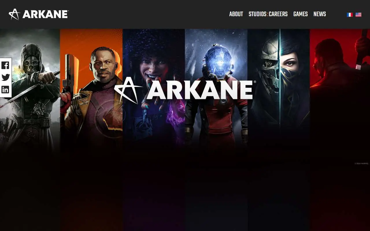 Tampilan website resmi Arkane Studios (arkane-studios.com)