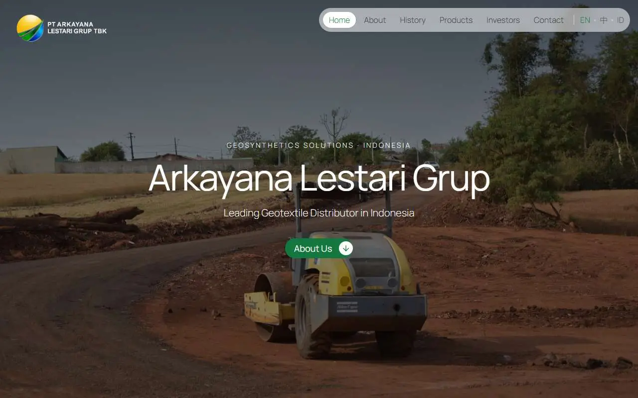 Tampilan website resmi Arkayana Lestari Grup (arkayanalestarigrup.com)