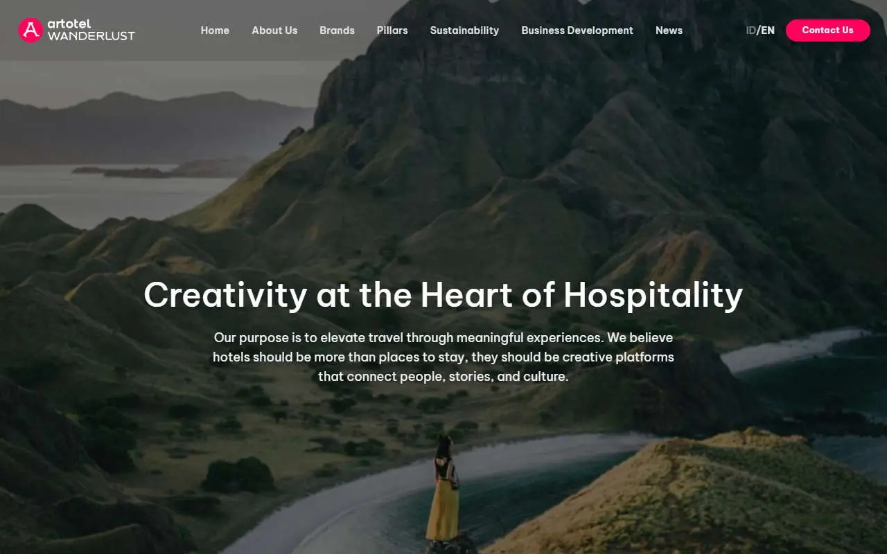 Tampilan website resmi Artotel Group (artotelgroup.com)