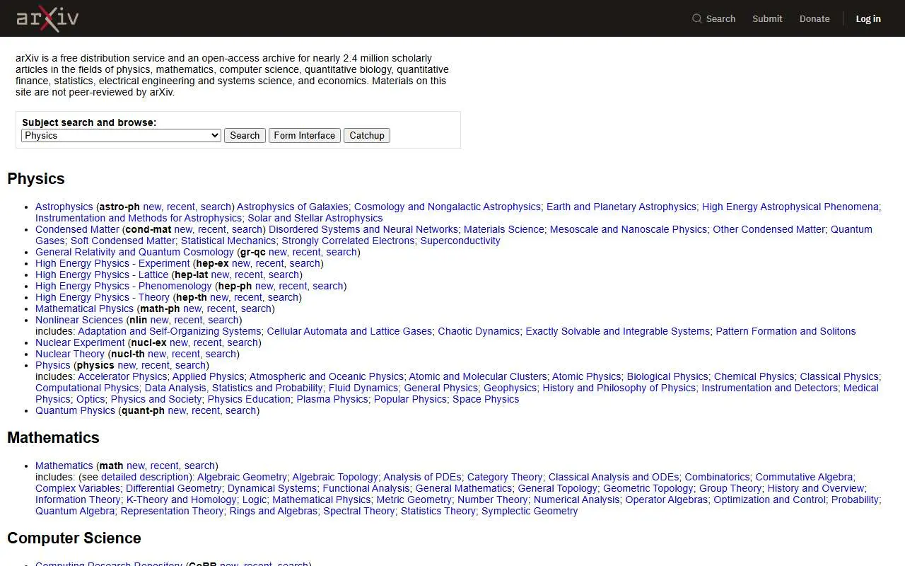 Tampilan website resmi arXiv (arxiv.org)