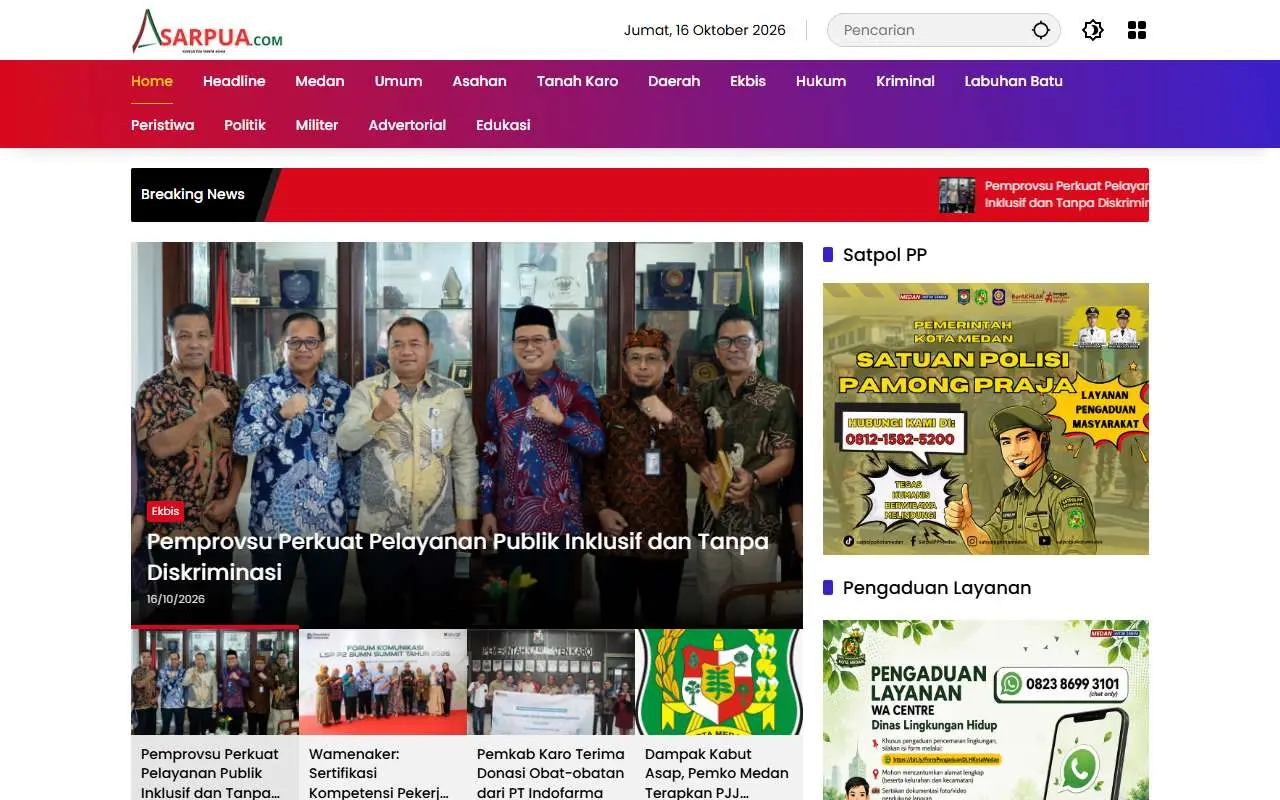 Tampilan website resmi Asarpua (asarpua.com)