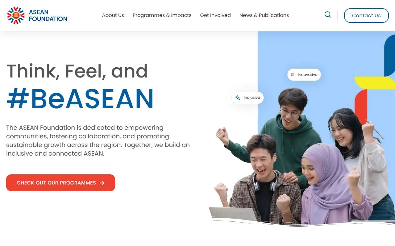 Tampilan website resmi ASEAN Foundation (aseanfoundation.org)