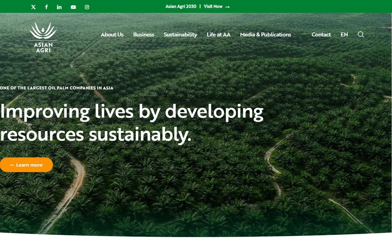 Tampilan website resmi Asian Agri (asianagri.com)