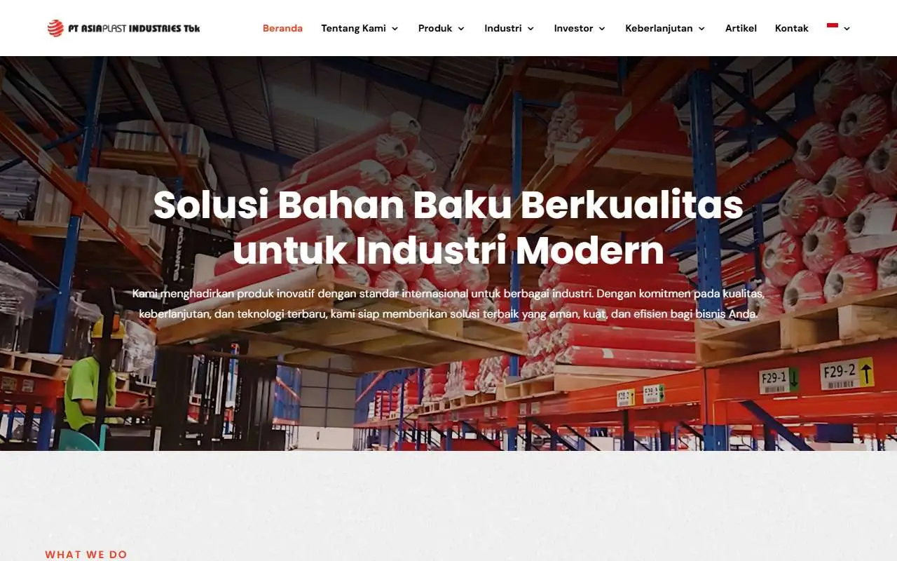 Tampilan website resmi Asiaplast Industries (asiaplast.co.id)
