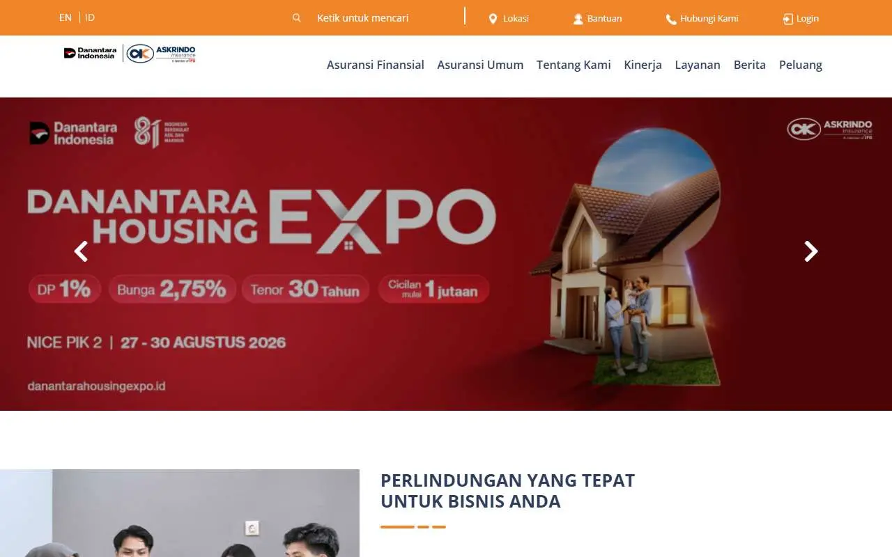 Tampilan website resmi Askrindo (askrindo.co.id)