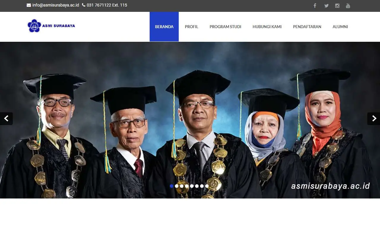 Tampilan website resmi ASMI Surabaya (asmisurabaya.ac.id)