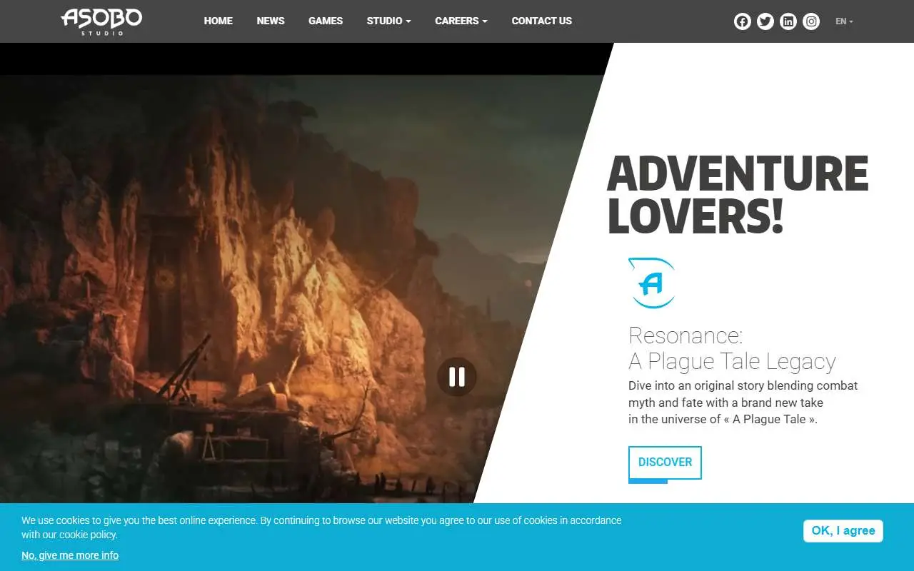 Tampilan website resmi Asobo Studio (asobostudio.com)