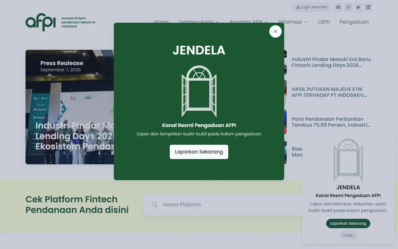 Tampilan website resmi AFPI (afpi.or.id)