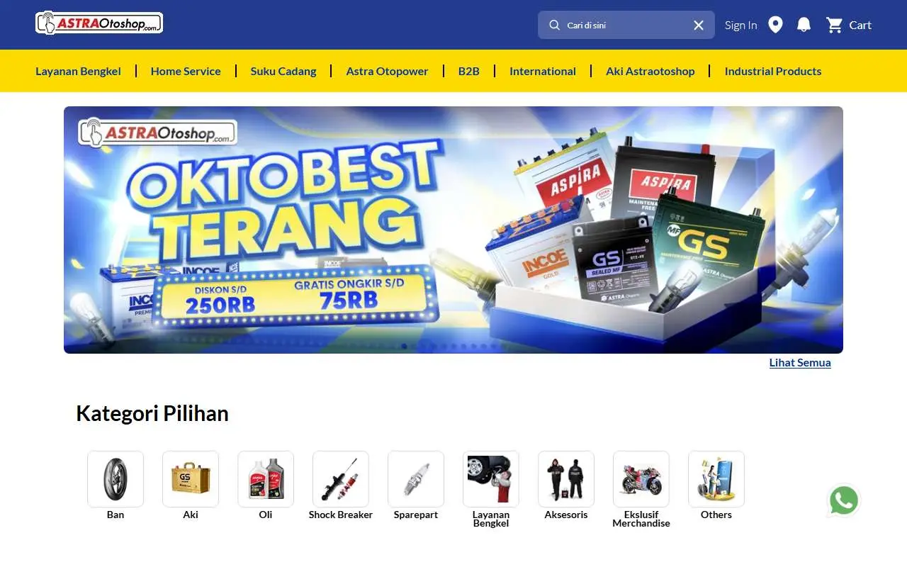 Tampilan website resmi Astra Otoshop (astraotoshop.com)