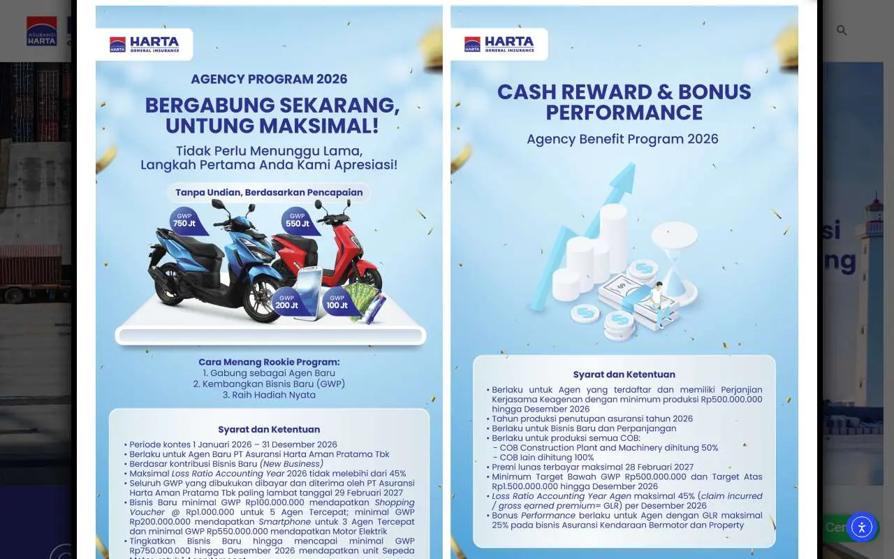 Tampilan website resmi Asuransi Harta Aman Pratama (asuransi-harta.co.id)