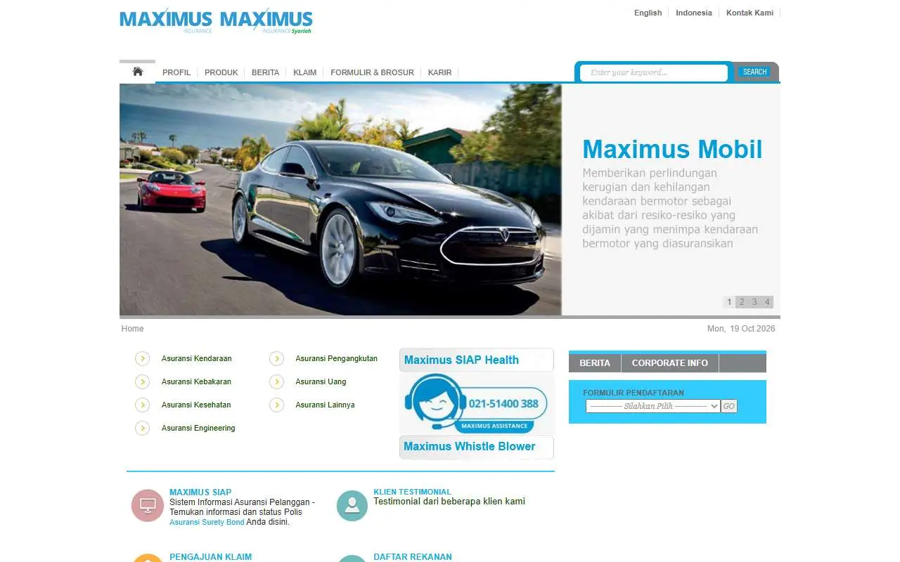 Tampilan website resmi Asuransi Maximus Graha Persada (asuransimaximus.com)