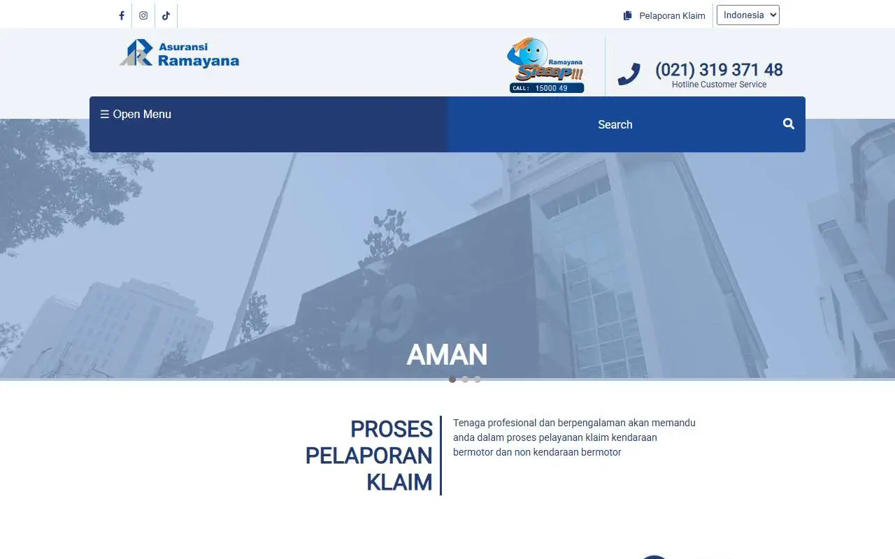 Tampilan website resmi Asuransi Ramayana (asuransiramayana.co.id)