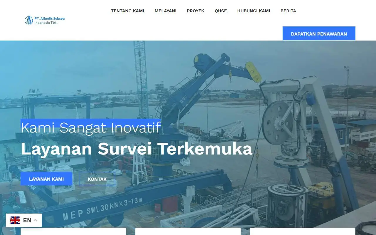 Tampilan website resmi Atlantis Subsea Indonesia (atlantissubsea.com)