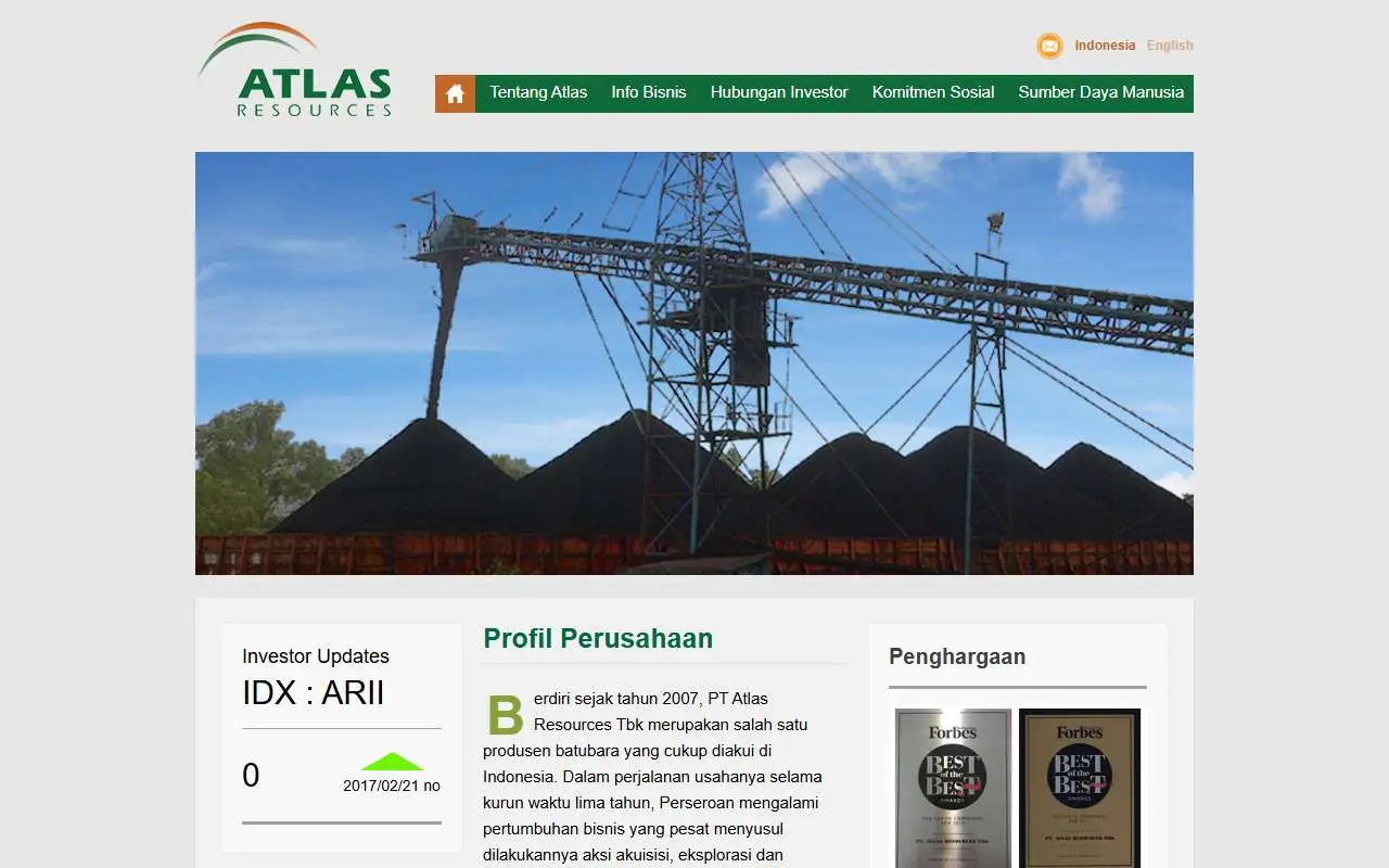 Tampilan website resmi Atlas Resources (atlas-coal.co.id)