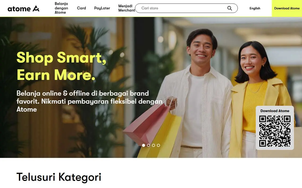 Tampilan website resmi Atome Indonesia (atome.id)