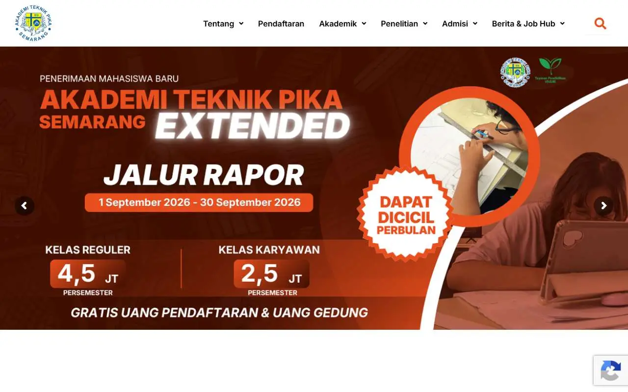 Tampilan website resmi Akademi Teknik PIKA (atpika.ac.id)