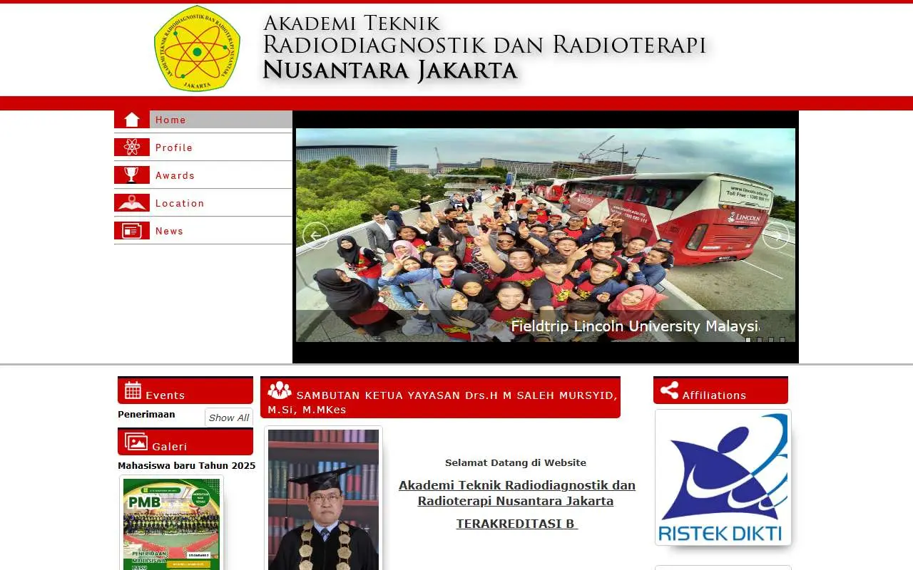 Tampilan website resmi ATRO Nusantara Jakarta (atronusantara-jakarta.ac.id)