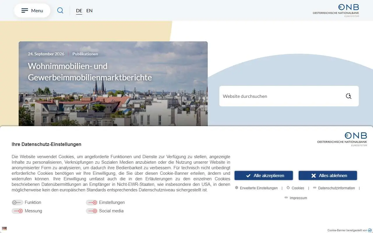 Tampilan website resmi Oesterreichische Nationalbank (oenb.at)