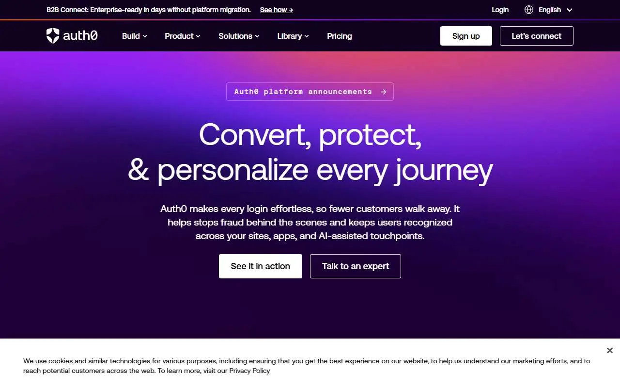 Tampilan website resmi Auth0 (auth0.com)