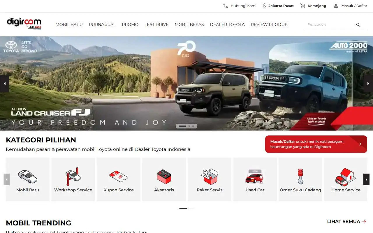 Tampilan website resmi Auto2000 (auto2000.co.id)