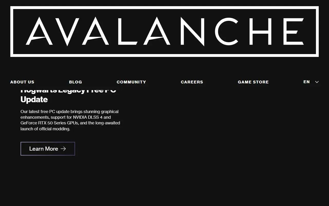 Tampilan website resmi Avalanche Software (avalanchesoftware.com)