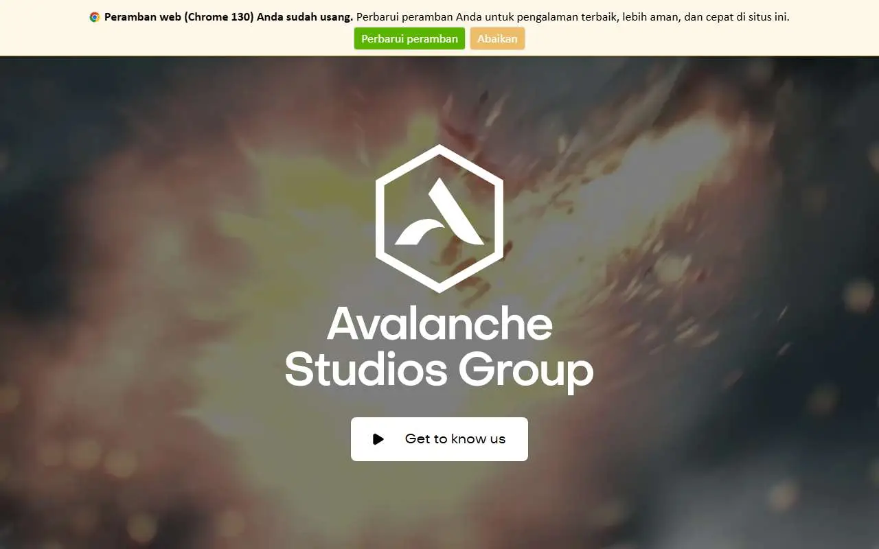 Tampilan website resmi Avalanche Studios Group (avalanchestudios.com)