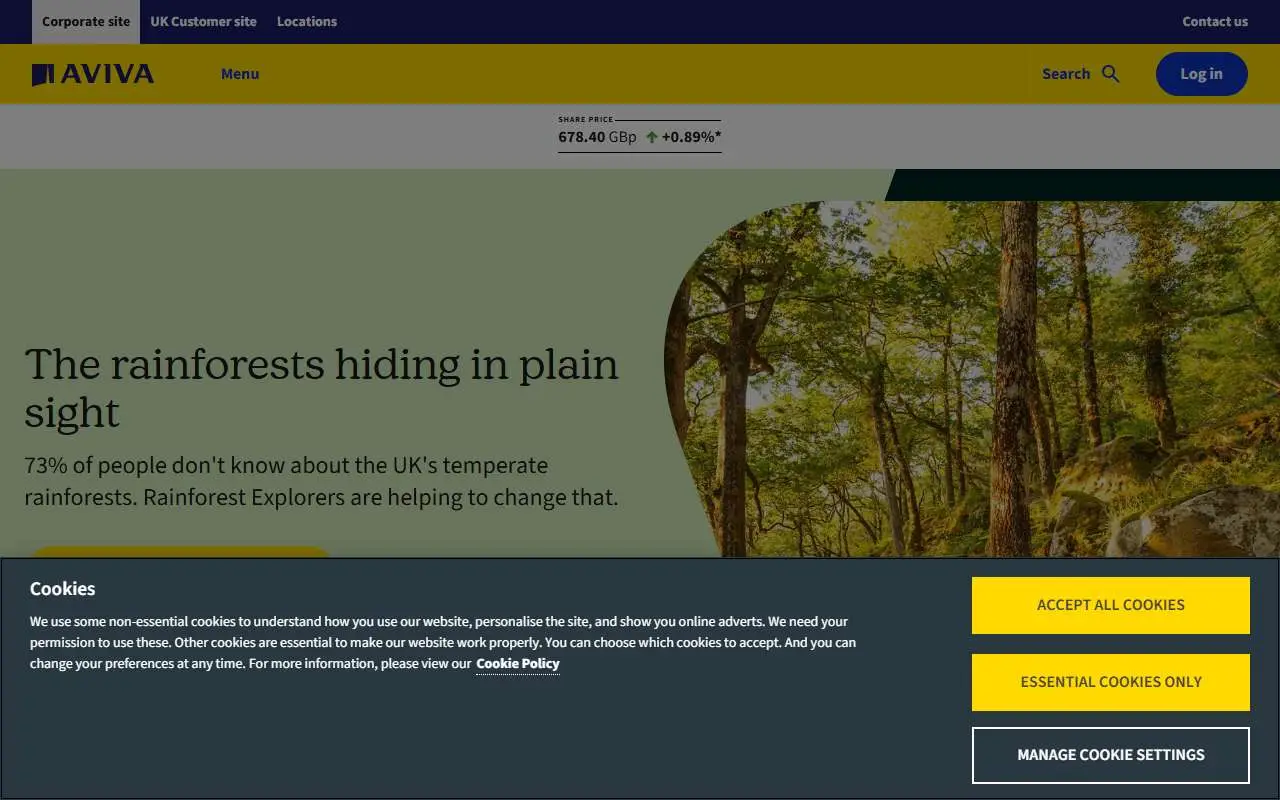 Tampilan website resmi Aviva (aviva.com)