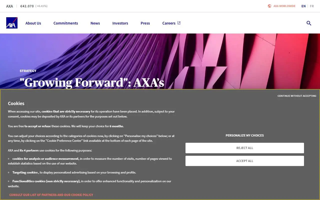 Tampilan website resmi AXA Group (axa.com)