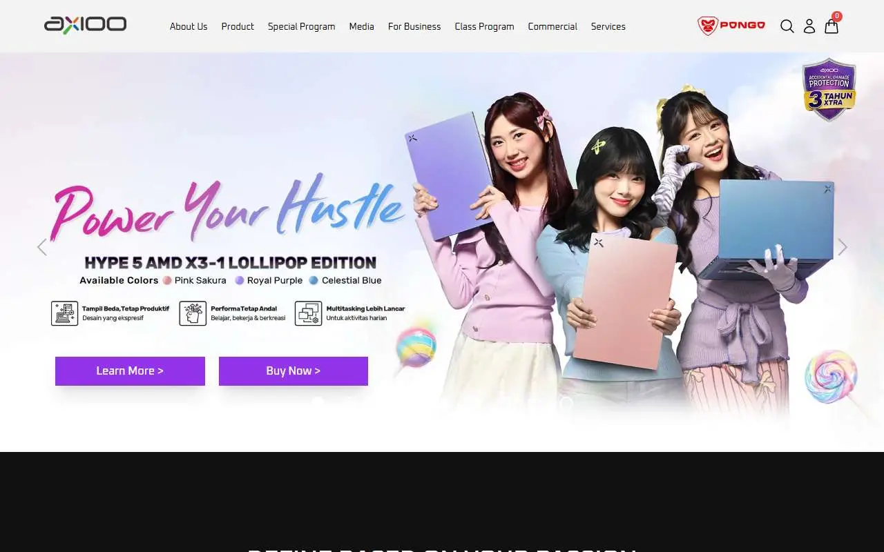 Tampilan website resmi Axioo (axiooworld.com)