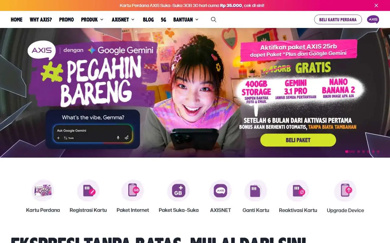 Tampilan website resmi AXIS (axis.co.id)