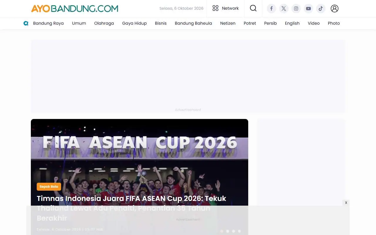 Tampilan website resmi Ayo Bandung (ayobandung.com)